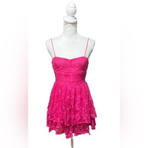 Lovers + Friends Pink Lace Mini Dress
